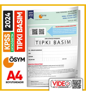 2024 KPSS Ortaöğretim/Lise ÖSYM Tıpkı Basım Çıkmış Soru Kitapçığı (Video Çözümlü Türkiye Geneli)
