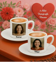 BK Gift Kişiye Özel Anne&Çocuk İsimli Fotoğraflı 2’li Türk Kahvesi Fincan Seti-1, Sevgiliye Hediye, Arkadaşa Hediye, Anneye Hediye, Anneler Günü Hediyesi