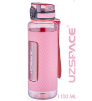 Uzspace 1100 ML Mega Büyük Boy Tritan Su Matarası Silikon Korumalı Kaydırmaz Gövde Suluk (Ten)