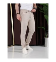 Ütü Gerektirmeyen Gofre Kumaş Jogger Pantolon (Krem)