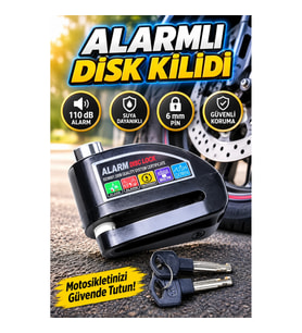 110dB Çift Modlu Alarmlı Disk Kilidi – 6 mm Pin, Suya Dayanıklı