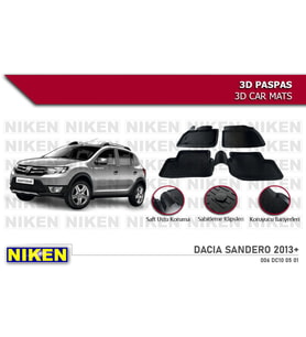 Dacia Sandero Havuzlu 3D Paspas Niken Siyah 2013 Sonrası