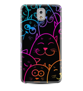 Samsung Note 3 4 5 8 9 20 Ultra 10 Lite Kılıf Desenli Silikon Neon Cats 1790
