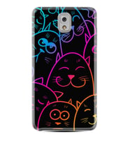 Samsung Note 3 4 5 8 9 20 Ultra 10 Lite Kılıf Desenli Silikon Neon Cats 1790