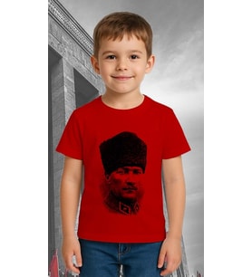 Unisex Ay Yıldızlı T-Shirt 19 Mayıs 29 Ekim 23 Nisan 10 Kasım Atatürk Çocuk Tişört (Kırmızı)