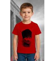 Unisex Ay Yıldızlı T-Shirt 19 Mayıs 29 Ekim 23 Nisan 10 Kasım Atatürk Çocuk Tişört (Kırmızı)