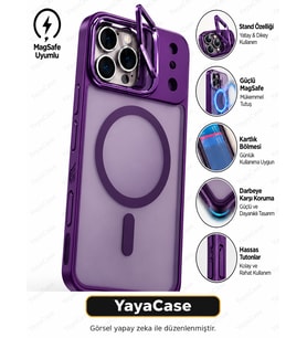 YayaCase iPhone 16 Plus Uyumlu Standlı MagSafe Telefon Kılıfı