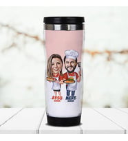 Kişiye Özel Aşçı Çiftler Karikatürlü Termos Bardak