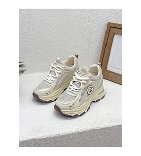 Guja 26y323 Kadın Kalın Taban Simli Sneaker Ayakkabı (Bej)