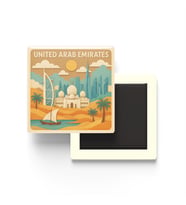 Birleşik Arap Emirlikleri - Paper Cut Art - Baskılı Buzdolap Magneti Kare - 9x9 cm