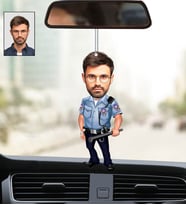 Kişiye Özel Fotoğraflı Polis 3 Tasarımlı Karikatür Araba Dikiz Ayna Süsü