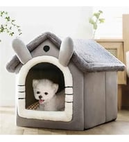 Klasik Model Kedi Evi Yumuşak Kedi Yatağı Derin Uyku Ve Kış Evi Çıkarılabilir Minder GRİ (GRİ, BEDEN M)