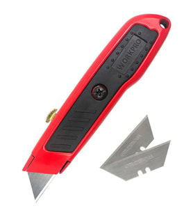 WORKPRO WP213005 Alüminyum Gövde Geri Çekilebilir Rötuş Maket Bıçağı + 3 Adet Yedek Bıçak