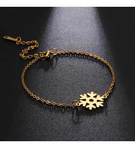 Kişiye Özel 925 Ayar Gümüş Kar Tanesi Bileklik (Gold)