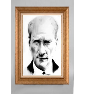 Çerçeveli Paspartulu Atatürk Tablo a225 (Gold)