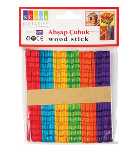 Südor Ahşap Çubuk Geçmeli Renkli 50'li Paket 