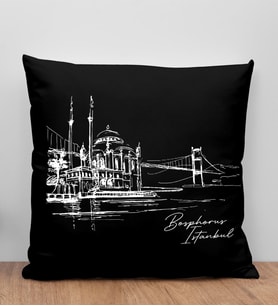BK Gift İstanbul Tasarımlı Siyah Kırlent Yastık, Arkadaşa Hediye, Ev Dekorasyonu, Ev Hediyesi-5