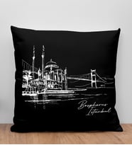 BK Gift İstanbul Tasarımlı Siyah Kırlent Yastık, Arkadaşa Hediye, Ev Dekorasyonu, Ev Hediyesi-5
