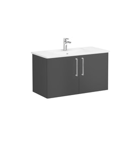 VitrA Root Flat Kapaklı Lavabo Dolabı 100 cm Mat Fırtına Gri 68167