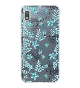Samsung Galaxy A10 Uyumlu Kapak Floral Su Yeşili Tasarımlı Şeffaf Silikon Kılıf