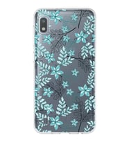 Samsung Galaxy A10 Uyumlu Kapak Floral Su Yeşili Tasarımlı Şeffaf Silikon Kılıf
