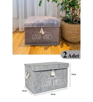 2'li Keçe Kapaklı Çok Amaçlı Mini Saklama Kutusu 35x24x24 cm