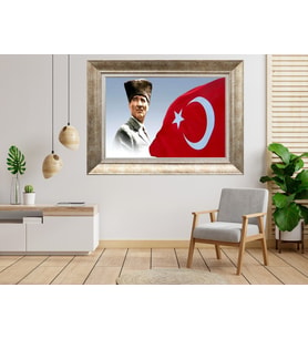 Gümüş Çerçeveli Atatürk Tablo as119