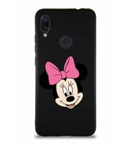 Xiaomi Redmi Note 7 Soft Premier Kapak Minnie Mouse-C Tasarımlı Silikon Kılıf - Siyah (Şeffaf)
