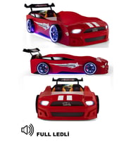 Kırmızı Arabalı Yatak Sport Mst Full Ledli Işıklı