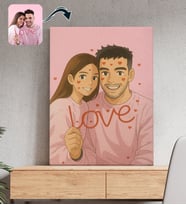 BK Gift Kişiye Özel Ghibli Tarzı Karikatür Tasarımlı Kanvas Tablo-1, Sevgiliye Hediye, Sevgililer Günü Hediyesi