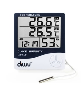 Diwu HTC-2 Problu Termometre Nem Ölçer Saat Takvim