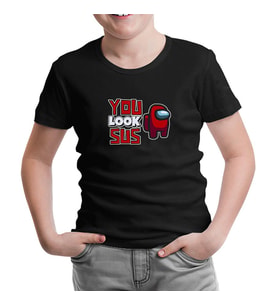 Among Us You Look Sus Siyah Çocuk Tshirt