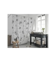 Banyo Perdesi Halkalı Çiçekli Desen Yerli Üretim Duş Perdesi C-Halka Hediye 180x200cm Banyo Perdesi