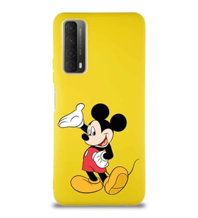 Huawei P Smart 2021 Soft Premier Kapak Mickey Mouse-C Tasarımlı Silikon Kılıf - Sarı (Şeffaf)