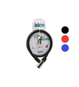 ANAHTARLI METAL KAFA BİSİKLET KİLİT ÇELİK TEL SİYAH ŞEFFAF KILIF 12MMX80CM (5343)