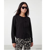 LCW Modest Siyah V Yaka Bağcıklı Kadın Kimono