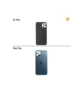 iPhone 12 pro max Mavi Renk Arka Kapak Arka Cam Batarya Kapağı Lazer Kesim Kapak Pil Kapağı