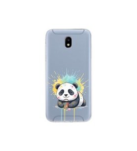 Samsung Galaxy J5 Pro ile Uyumlu Splash Panda Tasarımlı Şeffaf Silikon Kılıf