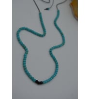 STONEAGE JEWELLERY Turkuaz ve Oniks Taşlı Metalsiz Kolye