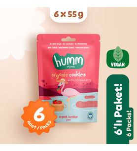 Humm Organic Organik Vegan Çilekli Kurabiye Atıştırmalık Paketi - 6 adet