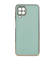Samsung Galaxy A22 4G Kılıf Kenarları Gold Kamera Korumalı Renkli Pastel Silikon Açık Yeşil BARK (Açık Yeşil)