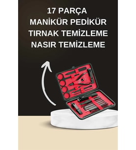 Elektrikli Manikür Pedikür Seti İkili Set 17 Parça Tırnak Bakımı Nasır Temizleme Tırnak Şekillendir