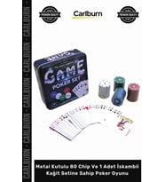 Özel Üretim Hobi Poker Metal Kutulu 80 Chip 1 Adet İskambil Kağit Setine Sahip Poker Oyunu