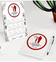 BK Gift Kişiye Özel İsimli Öğretmenler Günü Tasarımlı Defter Tükenmez Kalem ve Masaüstü 2024 Takvim Hediye Seti - 9, Öğretmene Hediye, Öğretmenler Günü