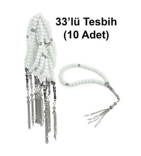 10 Adet 33lü Hac Umre Hediyelik Tesbih - Beyaz