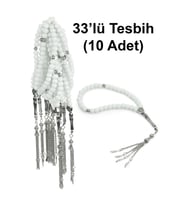 10 Adet 33lü Hac Umre Hediyelik Tesbih - Beyaz