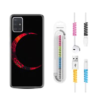 Samsung a71 A72 A73 A7 A9 2018 C7 C9 Kılıf Kablo Koruma Spiral Silikon Red Moons 1747