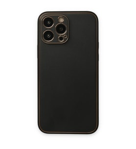 Apple İphone 14 Pro Kılıf Coco Deri Silikon Kapak - Siyah