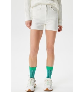 Lacoste Women's Straight Fit Denim White Jean Shorts Kadın Düz Kesim Kot Şort Beyaz
