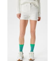 Lacoste Women's Straight Fit Denim White Jean Shorts Kadın Düz Kesim Kot Şort Beyaz